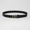 Fivela de metal simples de anel duplo, cinto feminino preto, cinto fino versátil estilo coreano para decoração de vestidos e jeans