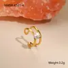 Anillo de Acero Inoxidable con Perla, Diseño Abierto, Estilo Europeo y Americano Otoñal, Nuevo en Ins, Joyería de Mano de Moda