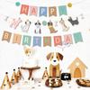 Nueva decoración de fiesta de cumpleaños con estampado de perro, banderín de tirar, letra de cola de pez, bandera colorida, ambiente, accesorios de decoración de lugar