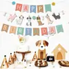 Nova Bandeira de Decoração de Festa de Aniversário com Estampa de Cachorro Bandeirolas de Letras Cauda de Peixe Adereços de Layout de Ambiente
