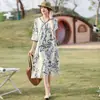 Estilo Literario Mejorado Cheongsam de Nuevo Estilo Chino para Mujer a Principios de Otoño, Falda Larga Elegante con Estampado Retro de Alta Gama y Botones, Elegante y Hermosa
