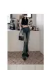 Novos Calças Flare de Brim Pesado Azuis Vintage Slim Fit para Mulheres, Calças Casuais Soltas Lavadas Desgastadas - Verão 2026