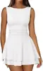 Mono de Estilo Europeo y Americano con Cuello Redondo, Sin Mangas, Cintura Ajustada, Doble Capa y Volantes para Mujer. Ropa de Exportación para Mujer Disponible en Stock