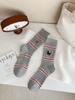 ¡Últimamente a Chao le encanta usarlo! Calcetines apilables estilo universitario TB, calcetines de algodón estilo JK con bordado inglés de cachorro AB para mujer