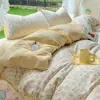 Set de cuatro piezas de algodón de grado A para maternidad e infantil, sábana para dormir desnudo, funda de edredón, gorro de cama, juego de tres piezas para dormitorio de estudiantes, estilo ins, juego de algodón puro