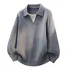 2026 Nuevo Otoño/Invierno Transfronterizo Suéter de Punto Pulóver Sencillo con Cuello de Solapa Falso para Hombre Ropa de Punto Talla Grande Camisa Básica Casual