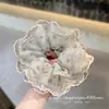 Elástico de cabelo multicamadas com renda floral elegante e natural estilo francês para mulheres, adequado para prender o cabelo em um coque, acessório de cabelo