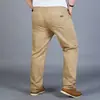 Pantalones casuales para hombre de talla grande, muy elásticos, pantalones largos para hombres corpulentos, elásticos, adecuados para primavera y otoño, talla 42, de cintura alta, talla extragrande