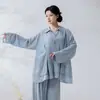 Conjunto diario de práctica de danza moderna para estudiante de danza: camisa holgada de manga larga para mujer con caída fluida, combinada con pantalones de pierna ancha