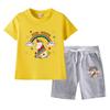Traje de verano de unicornio para niños y niñas 2023 nuevo conjunto casual de dos piezas suelto de dibujos animados con manga corta y pantalón corto
