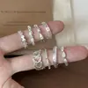 Anillo Plano Cepillado de Encaje de Plata de Ley S925 para Mujer, No se Desvanece, Nicho, Gama Alta, Lujo Accesible, Joyería Versátil Abierta para Mano Nuevo