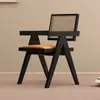 Silla de Comedor de Madera Maciza para el Hogar, Silla Chandigarh Estilo Mediados de Siglo, Silla con Reposabrazos Suaves Estilo Wabi-Sabi, Silla de Ratán para Ocio