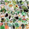 50 Pegatinas de Gatos y Plantas de Dibujos Animados Pueden Decorar Maletas y Cuadernos, Pegatinas Populares Transfronterizas Impermeables Sin Repetir