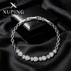 Pulsera de corazón con piedras artificiales estilo japonés y coreano Xuping, aleación de cobre chapada en blanco, estilo dulce y delicado, al por mayor