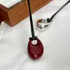 Estilo Mismo de Bloguera Coreana Colgante de Frijol Collar Largo para Mujer Diseño de Nicho de Alta Gama Cadena para Suéter Cadena de Clavícula Esmaltada