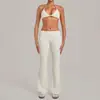 Conjunto de yoga sin tirantes transfronterizo con cintura plegable, conjunto deportivo de fitness invisible fruncido para realzar los glúteos 1221+2257