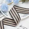 Cinta de poliéster a rayas con purpurina, lazo DIY para accesorio de pelo, ropa, caja de regalo de Navidad, decoración de flores, cinta