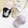 Gorra de Béisbol Pequeña Floral Plisada Estilo Coreano para Mujer, Gorra Transpirable con Encaje y Flor de Perlas, Sombrero para el Sol