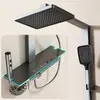 Cabezal de ducha de aluminio espacial gris pistola transfronterizo, cuatro funciones, presurizado, agua caliente y fría, pantalla digital, luz ambiental, para baño del hogar, venta al por mayor