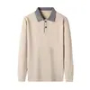 Camiseta de manga larga estilo Old Money para hombre, con lana y seda, nueva colección otoño 2026, con cuello, color liso, diseño simple y casual