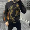Moda Tendência Masculina Outono Novo Camisa de Algodão Mercerizado Manga Longa Personalizada Bronzeamento Elegante Peixe da Sorte Camisa Bonita