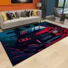 Tapete de Veludo Cristal com Tema de Corrida Transfronteiriça, Tapete Resistente ao Desgaste e a Manchas, Tapete de Piso de Grande Área com Cobertura Total, Tapete para Sala de Estar de Casa