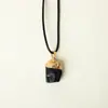 Pingente Banhado a Ouro Pedra Bruta Turmalina Negra Natural Pedra Bruta Pedra Nua Borda Dourada Acessórios de Joias DIY com Corrente Venda Quente Transfronteiriça