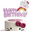 Topo de Bolo Kuromi Transfronteiriço Desenho Animado Nuvens Arco-Íris Festa de Aniversário Infantil Suprimentos Inserções de Bolo