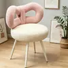 Banqueta de Maquiagem Estilo Ins com Laço de Lã para Quarto de Casa Cadeira de Maquiagem Popular em Lojas de Chá de Leite para Fotos e Uso de Lazer