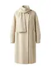 Novo casaco longo de lã dupla face feminino para outono e inverno com cachecol L2616