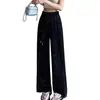 Pantalones Anchos Brillantes para Mujer, Nuevos Pantalones de Pierna Recta de Cintura Alta para Verano, Pantalones Casuales Brillantes tipo 'Starlight' de Largo Completo para Mujeres Petites, Modernos