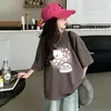Roupas Infantis, Camisetas Fofas Estilo Coreano para Meninas, Camisetas Confortáveis e Respiráveis de Algodão Puro com Desenhos Animados Fofos, de Manga Curta e Meia-Manga, Tendência