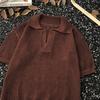 Polo de Punto de Manga Corta para Niño Verano Estilo Americano High-street Solapa Manga Media Top Sensación de Alta Gama Camiseta de Cuello Alto