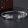 Pulseira de Moda Coreana Banhada a Prata Brilhante Flor Rosa Pulseira da Linguagem Dia dos Namorados Flor Rosa Pulseira Aberta
