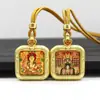Colar Pequeno Quadrado Tridimensional Mini de Estilo Tibetano de Dupla Face Thangka Vajra Samantabhadra Santo Padroeiro doze Signos do Zodíaco Fornecimento Direto de Fábrica