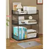 Prateleira de armazenamento de mesa, organizador de mesa multicamadas, estante de mesa de ferro para dormitório estudantil, prateleira em níveis para mesa de escritório