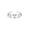 Novo Anel Borboleta Diamante Flash de Camada Dupla da Moda para Meninas com Design Aberto e Anel Banhado a Prata de Lei Atacado Joias de Luxo Leve