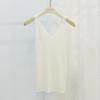 Camisola de Punto de Seda de Morera y Lana con Cuello en V para Mujer, Nuevo Estilo de Verano, Alta Elasticidad, Top Interior de Corte Ajustado