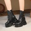 Botas Martin Novas de Outono e Inverno com Rebites e Aumento Oculto de Altura, Botas de Cano Alto com Solado Grosso, Sapatos Casuais Versáteis Femininos de 10cm