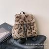 Mochila de punto cruzado, estilo casual retro, para mujer, versátil, estilo coreano, de alta gama, moda de nicho, estampado de leopardo