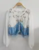 Vestido artístico azul tie-dye hecho a mano de Radix Isatidis de planta pura original, sobrecapas exteriores protectoras solares