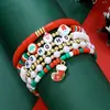 Conjunto de Pulseiras de Contas de Natal Coloridas com Letras Pulseira Elástica Pulseira com Atmosfera Festiva Vermelha e Verde Venda Quente Transfronteiriça
