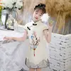 Nuevo Cheongsam de Manga Corta de Verano Cheongsam Chino Mejorado para Bebé Vestido Étnico Infantil