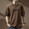 Camiseta de Manga Corta para Hombre Estilo Americano, Peso Pesado, Estampada, Otoño, Corte Holgado, Talla Grande, Manga Media, Camiseta de Marca Trendy Oversize