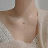 Collar de estrella de cuatro conchas Awn libro rojo pequeño popular lujo ligero elegante con incrustaciones de diamantes grande y pequeño Borla de estrella cruzada cadena para clavícula