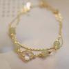Pulsera de Trébol de Oro de 14k con Jade Hetian Natural para Mujer, Lujo Ligero, Nicho de Valor, Fiesta de Estudiantes, Regalo de Vacaciones de Cumpleaños