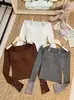 Tops Elegantes de Ropa Interior para Otoño e Invierno, Camisola de Lentejuelas Ajustada, Camiseta de Manga Larga, Tops de Nuevo Estilo Ajustados