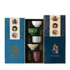 Juegos de Tazas de Té Culturales y Creativos Guochao de los Cinco Hornos Famosos, Juego de Regalo de Cerámica Completo, Caja de Regalo Estilo Chino, Regalo para Personas Mayores, Regalo Souvenir