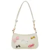 2026 Nova Bolsa Feminina Estilo Coreano Doce Bolsa Transversal Estampada com Laço Bolsa de Ombro com Temperamento Fofo Feminina