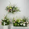 Arreglos de flores artificiales para bodas, arreglos florales para decoración de pasillo, decoraciones de escaparate de compromiso con temática de bosque, arreglos de escena de boda de color rojo rosa